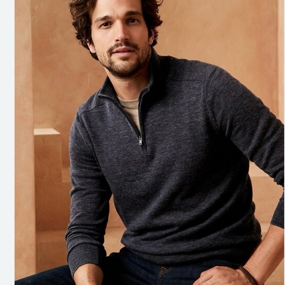 Banana Republic Men's Dark Gray Zip-Up Sweater